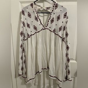 Free People Diamond Bell Sleeves Boho Tunic Top Babydoll Medium